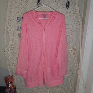 2X Catherines Highlight Pink 3/4 Sleeve Hoodie